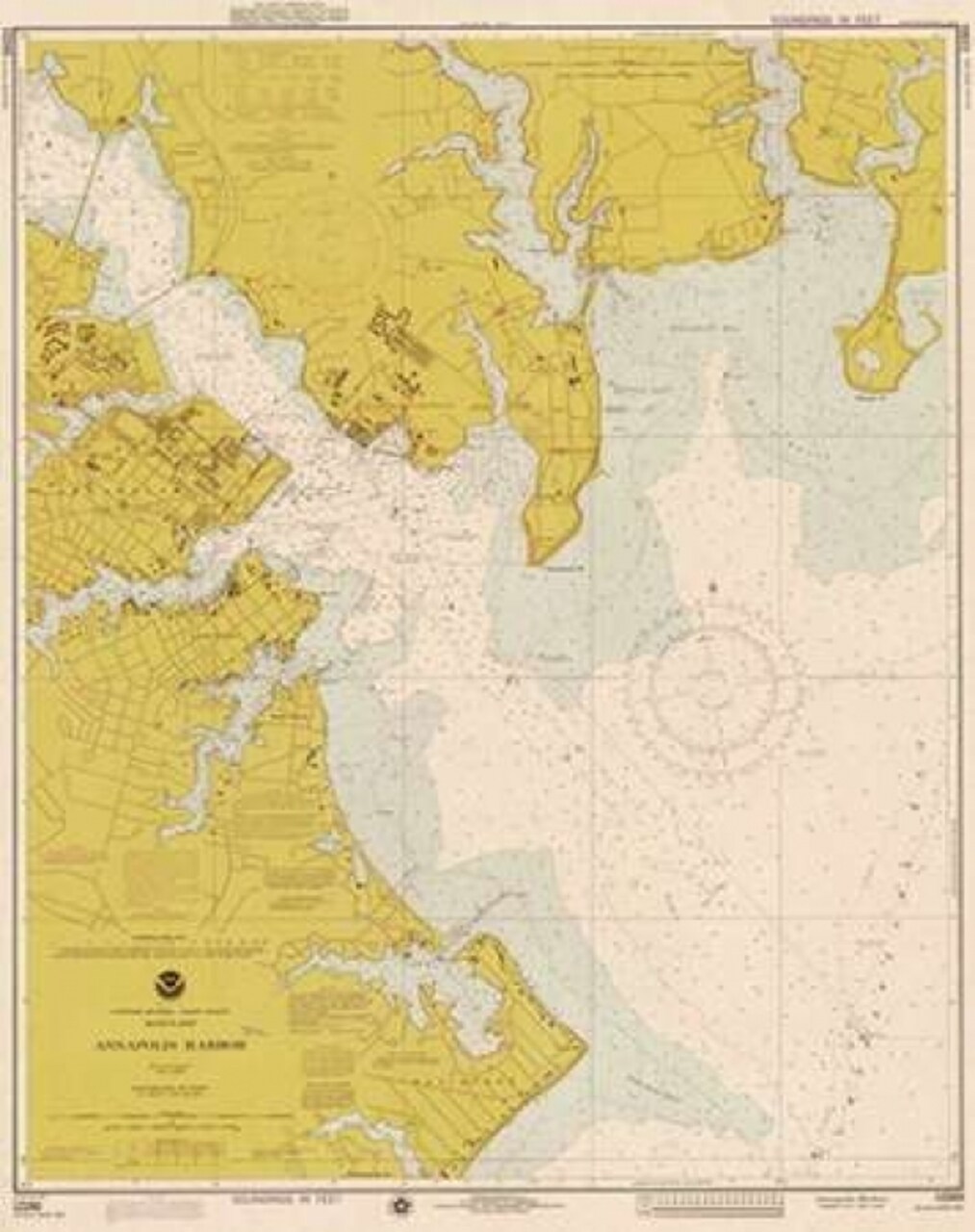 Nautical Chart - Annapolis Harbor ca. 1975 - Sepia Tinted Poster Print by NOAA Historical Map-Chart - Item # VARPDX450538